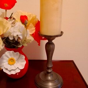 Restoration Hardware bronze Pillar Candle Stand